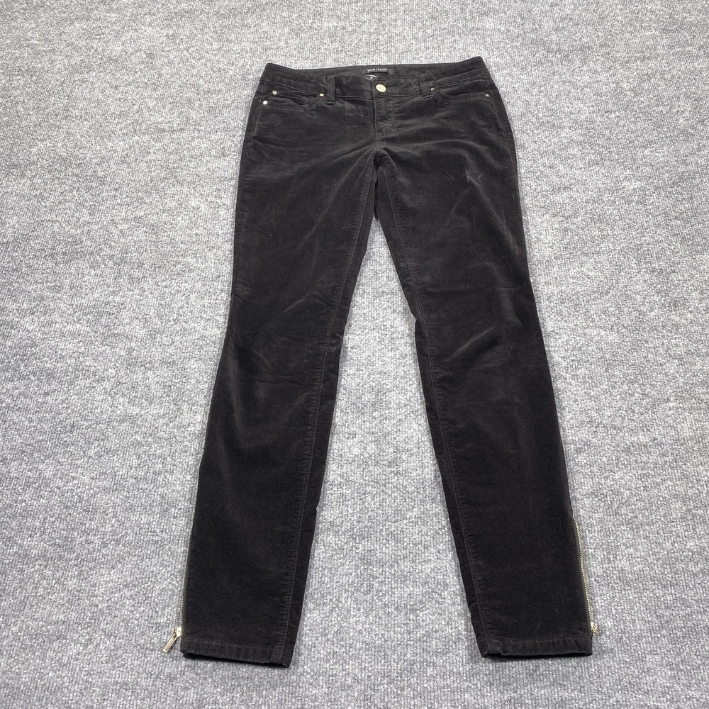 White House Black Market Jeans Womens 0R Black Skinny Corduroy Ankle Zip Stretch